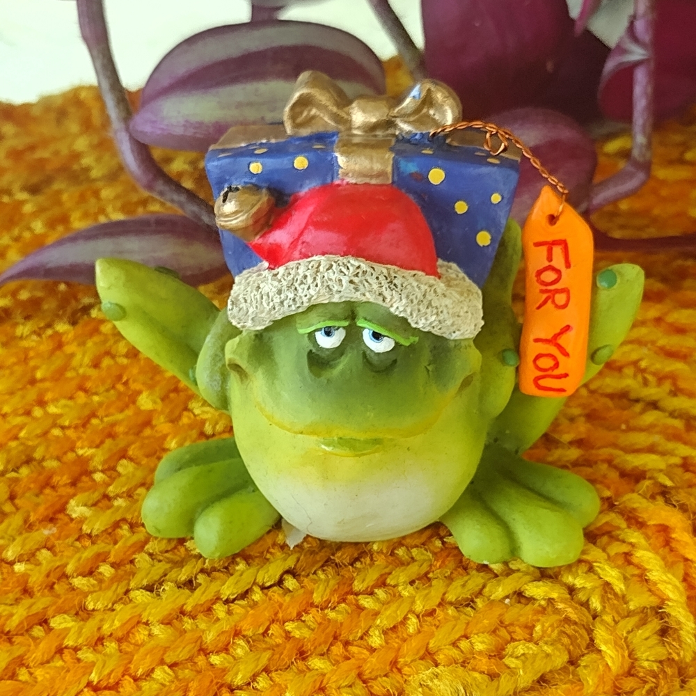 Vintage Douglas Harris For You Gift Christmas Present Frog Holiday Decoration